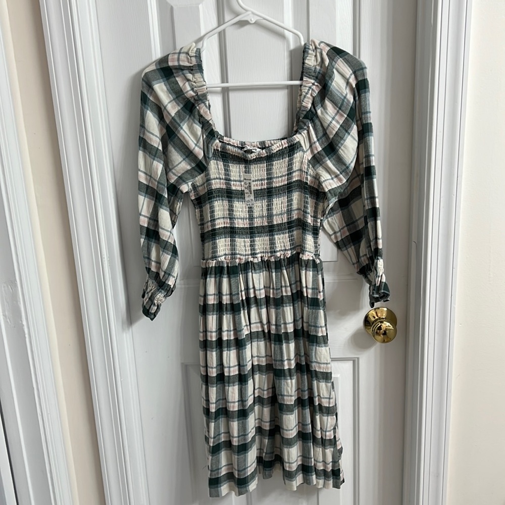 Madewell smocked plaid dress